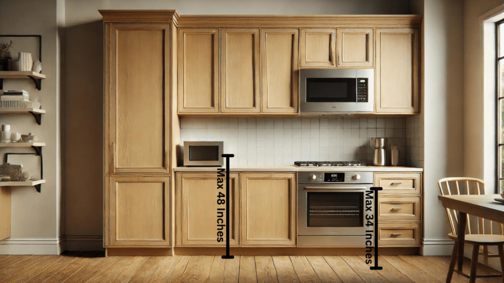 ada kitchen cabinet oven and microwave height