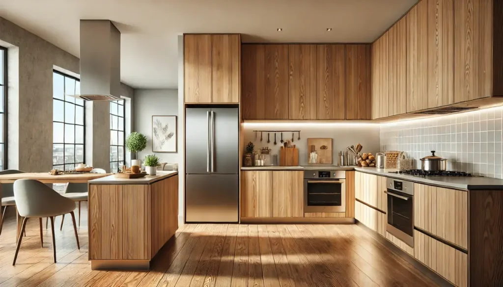 wood veneer kitchen cabinet