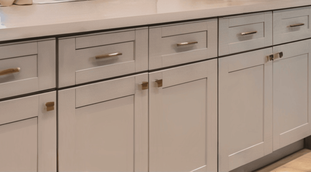 pulls and handles on the same kitchen cabinet