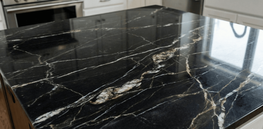 black marble installed on kitchen cabinet.png